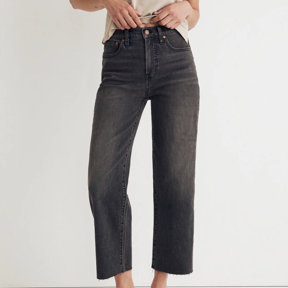 Madewell Perfect Vintage Wide-Leg Crop Jean in Benley Wash (Black) Size 25